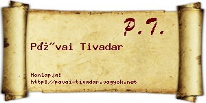 Pávai Tivadar névjegykártya
