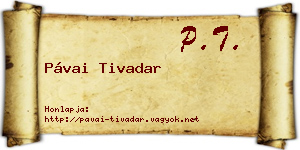 Pávai Tivadar névjegykártya